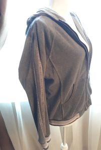 Gray Velour Hoodie Track Suit w/ Purple